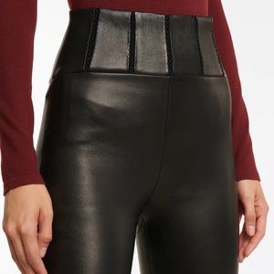 ALAIA HIGH WAIST CORSET STYLE LEATHER LEGGINGS, SZ FR/40 BLACK NWT!
